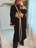 Moroccan Kimono In Brown with Gold embroidery