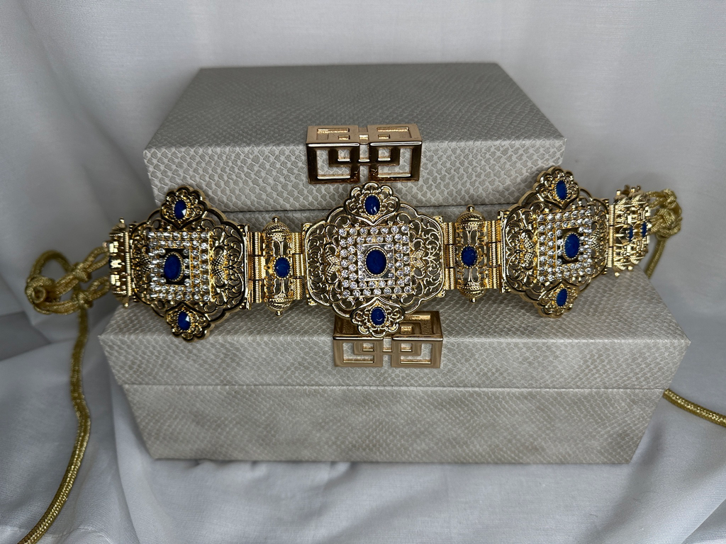 Gold Belts With Blue Stones