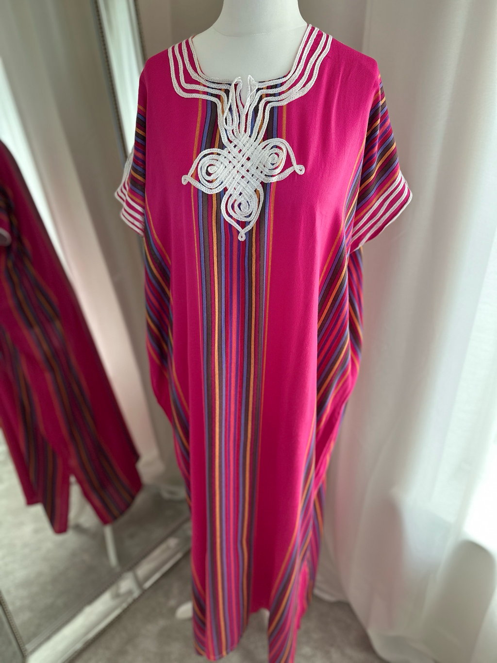 Moroccan Gandoura In Deep Pink