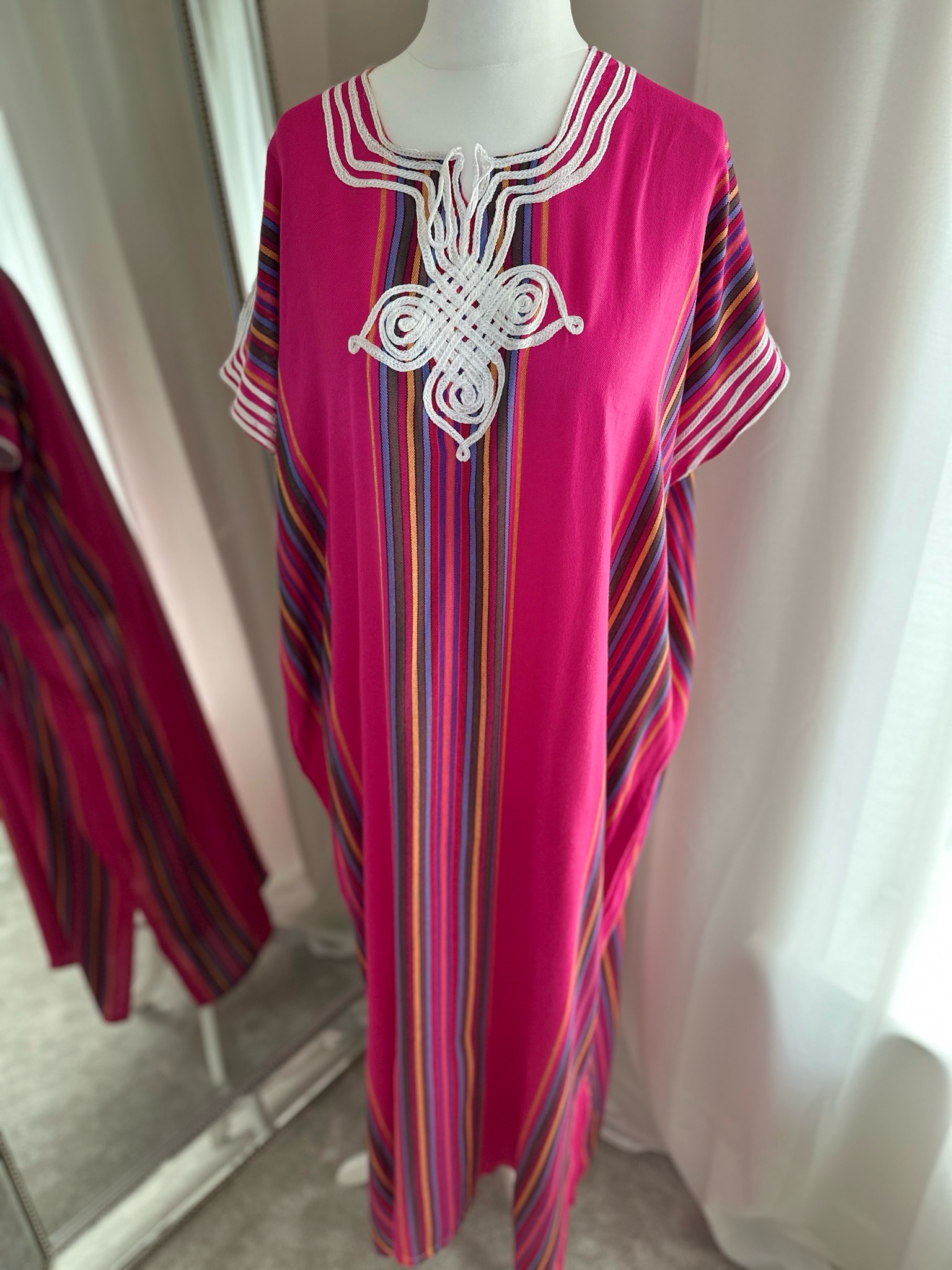 Moroccan Gandoura In Deep Pink