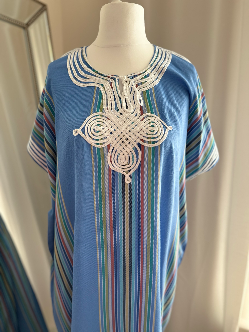 Moroccan Gandoura In Deep Sky Blue