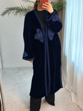 Moroccan Velvet Kimono in Navy Blue